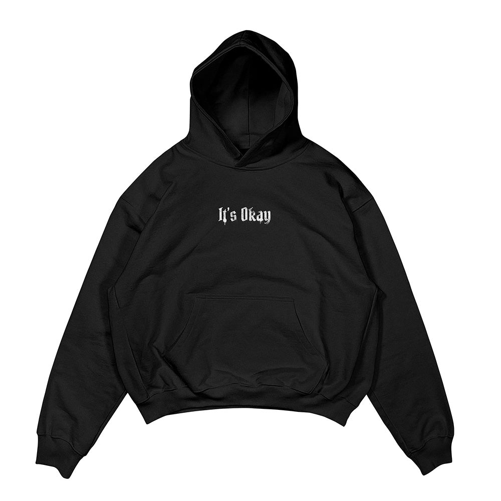 IT&#39;S OKAY Vintage Black Hoodie